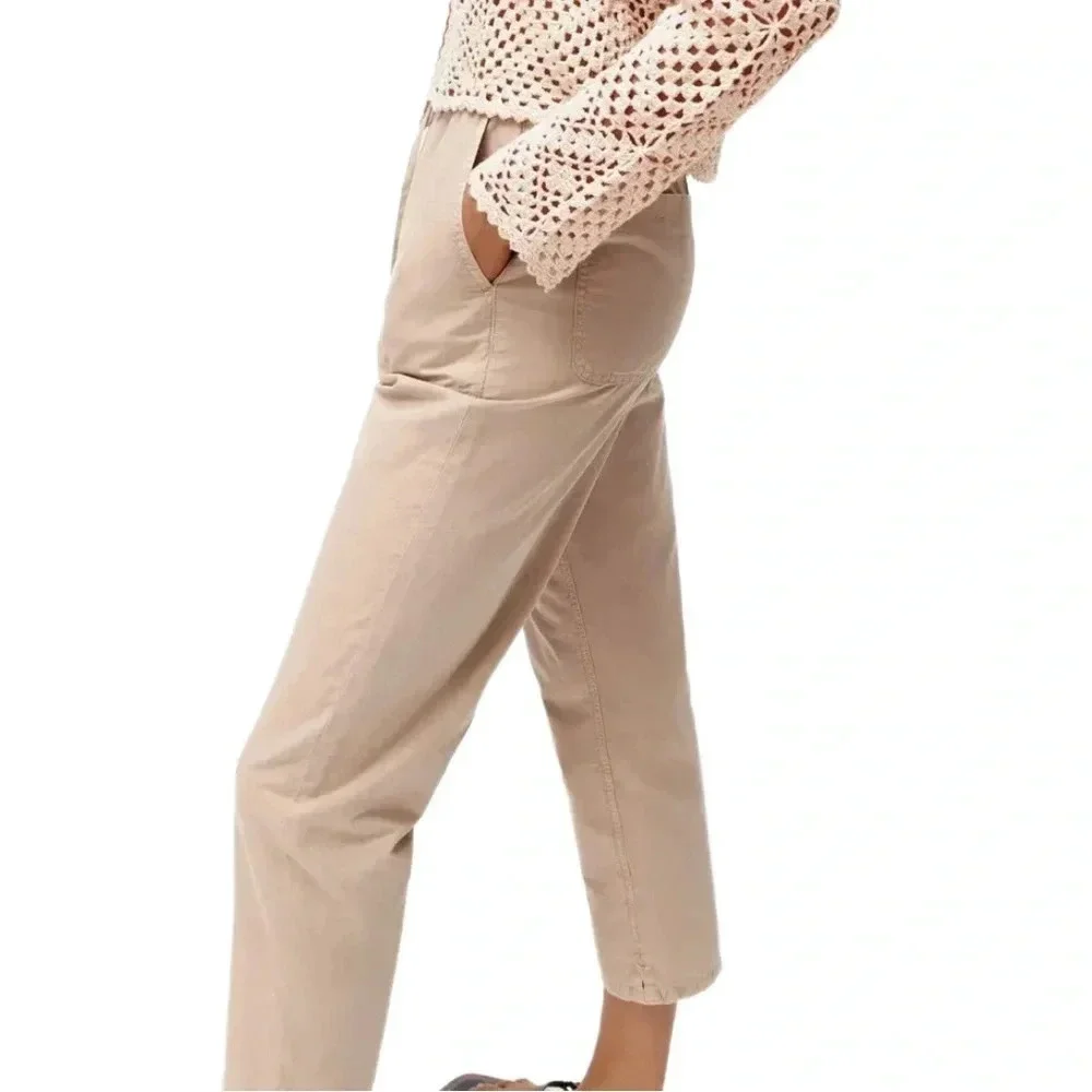 (NWOT) Zara High-Rise Cotton-Linen Jogger Pants -– Tan, Size 2